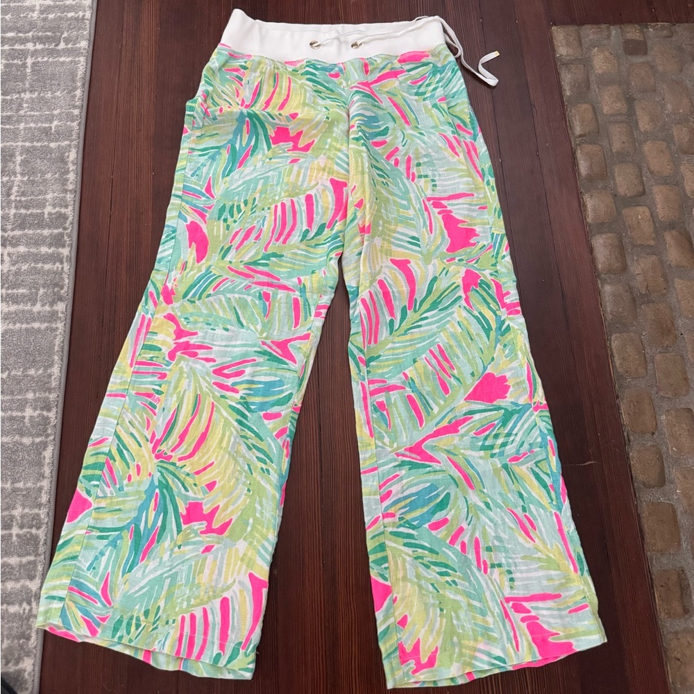 Lilly Pulitzer Pink and Green Straight Leg Pants